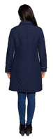 Womens Quilted Check Detail Navy Coat db107